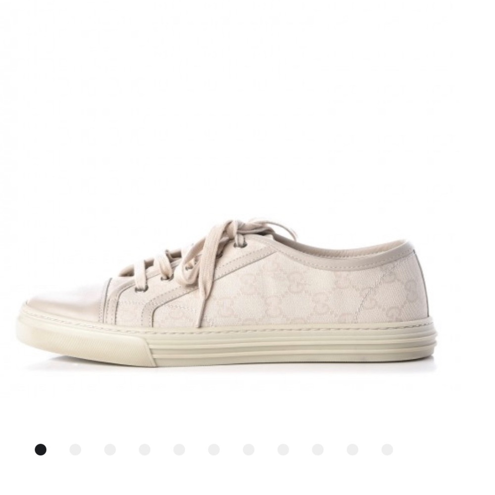 Gucci Washed Cotton GG Monogram Calfskin Low Top Sneakers